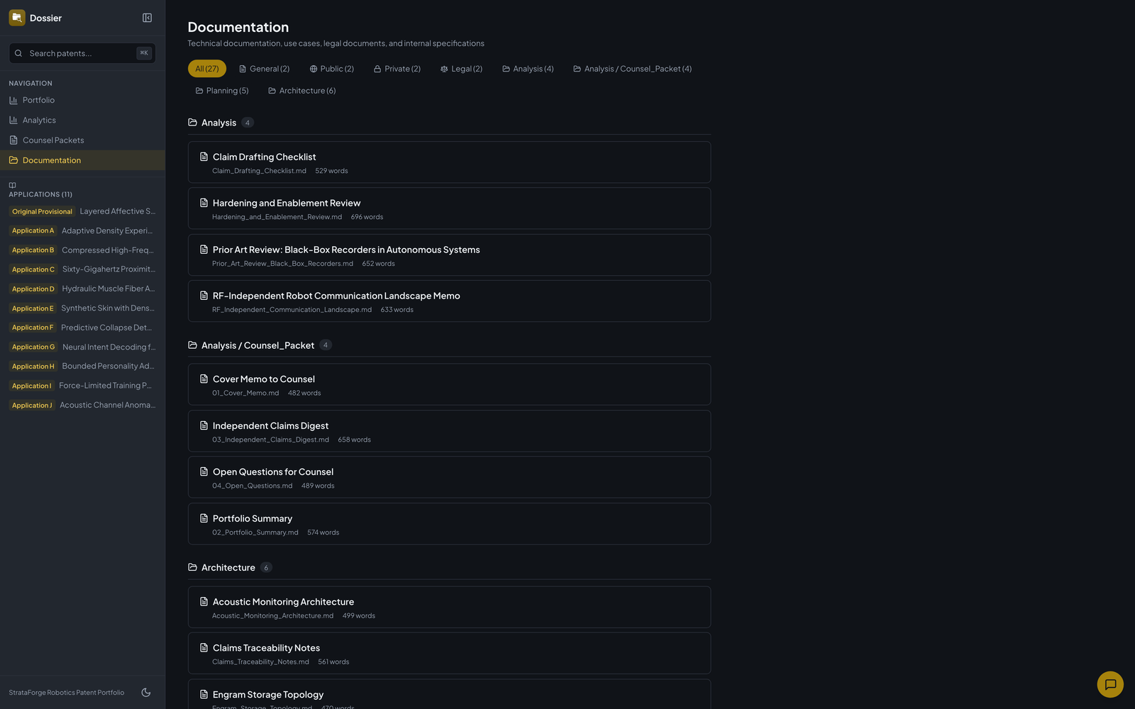 Dossier's documentation library.