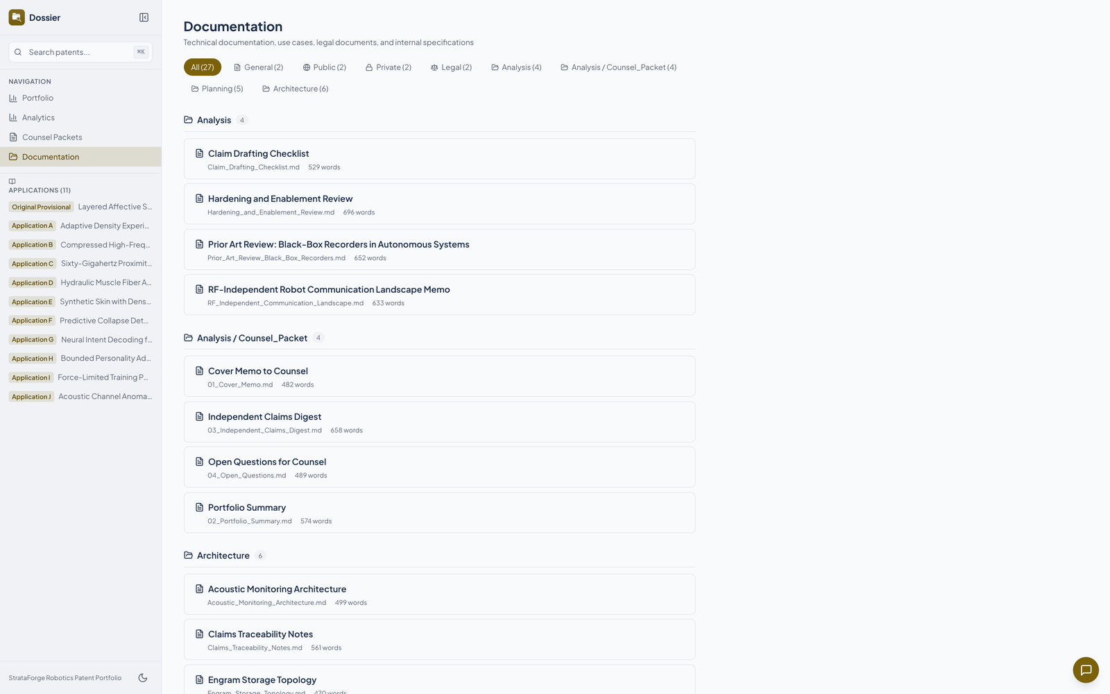 Dossier's documentation library.